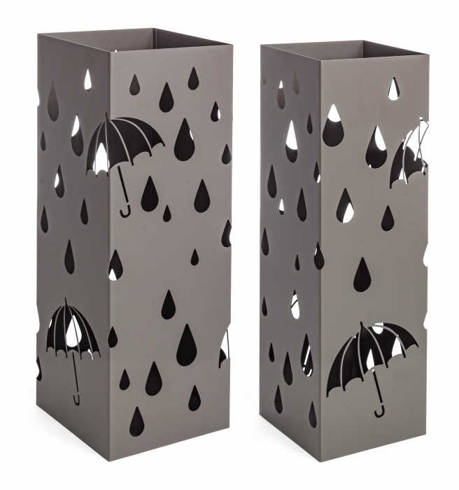 Set 2 suporturi pentru umbrele Umbrella, Otel, Gri inchis, 15.5 15.5 49xx18 18 49 cm Bizzotto