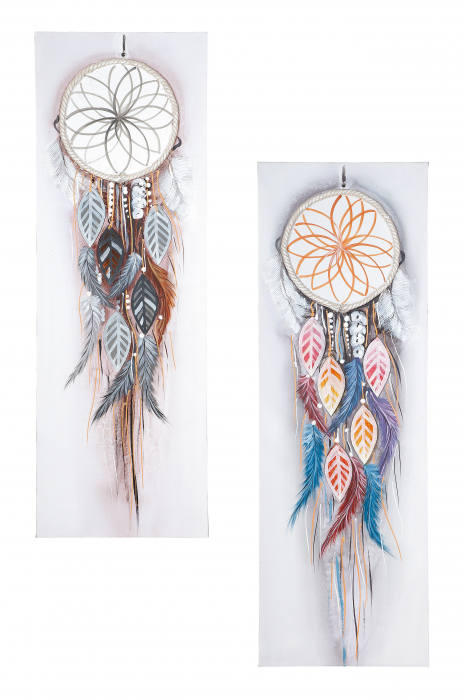 Set 2 tablouri Dream Catcher, Panza, Multicolor, 40x120 cm