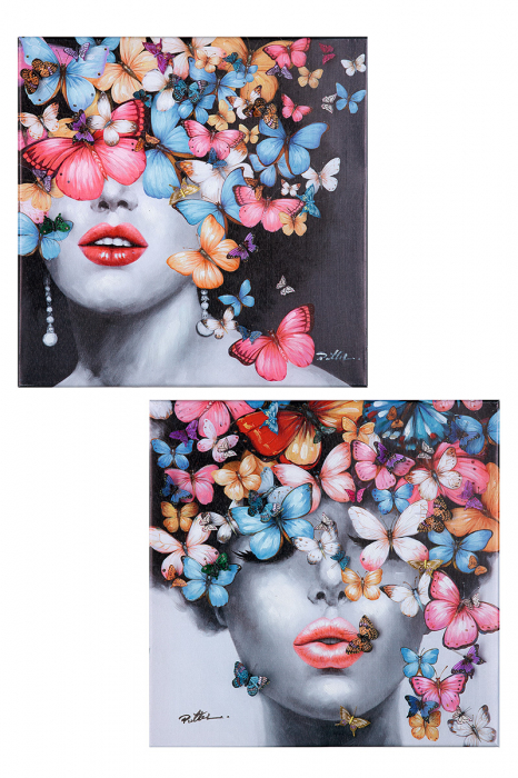 Set 2 tablouri Farfalla, Canvas, Multicolor, 3.5x40x40 cm [2]