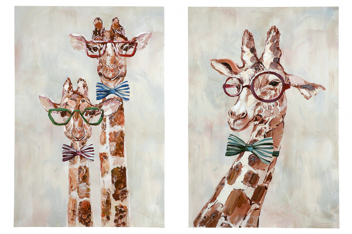 Set 2 tablouri Giraffe, panza, multicolor, 60x90x2,6 cm GILDE imagine 2022