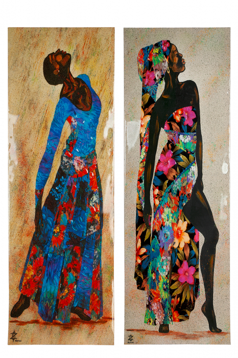 Set 2 tablouri Nairobi, panza, multicolor, 40x120x2,5 cm
