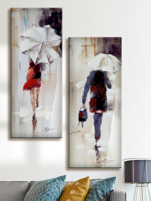 Set 2 tablouri Umbrella, panza, multicolor, 40x100x1.8 cm GILDE imagine 2022