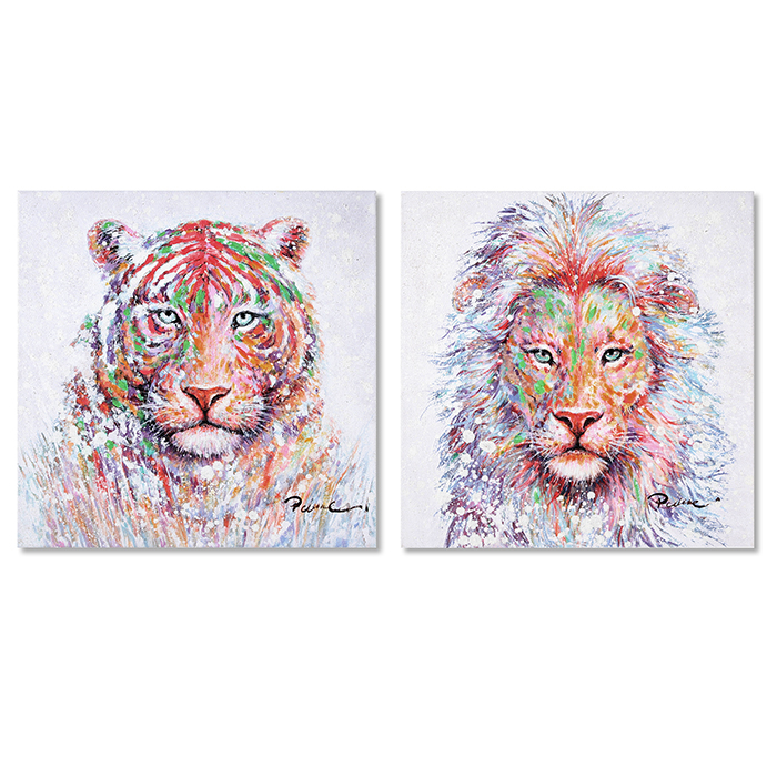 Set 2 tablouri Wildlife, canvas lemn, 40×40 cm GILDE imagine 2022