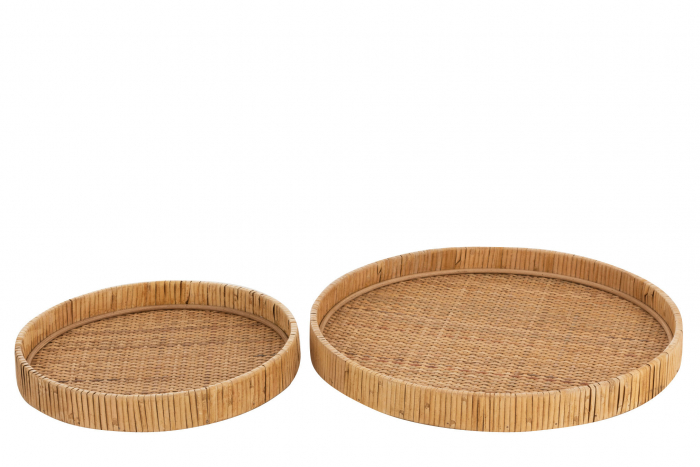 Set 2 tavi ratan, Fibre naturale, Natural, 40x40x6 [3]