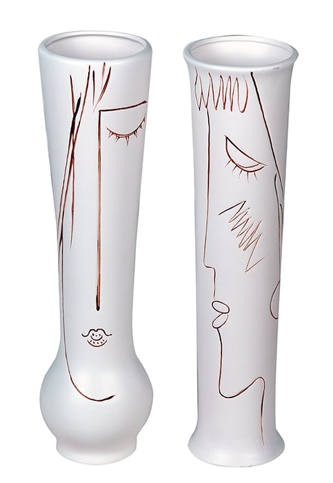Poza Set 2 vaze Art ceramica, alb bej, 38 cm