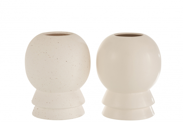 Set 2 vaze, Ceramica, Alb, 16.5x16.5x20