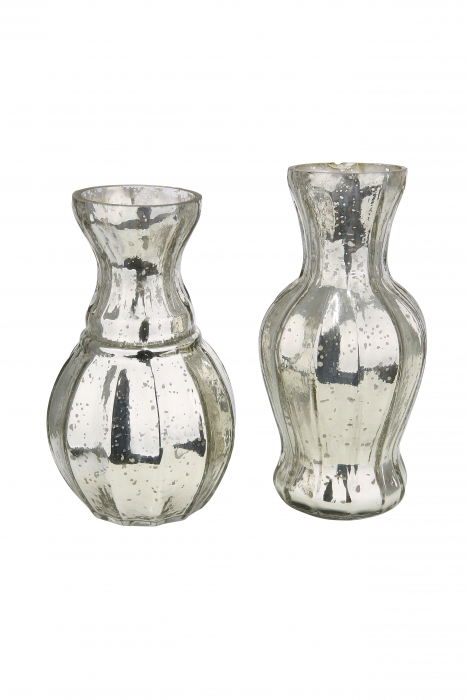 Set 2 vaze Plata, sticla, multicolor, 6x11x6 cm
