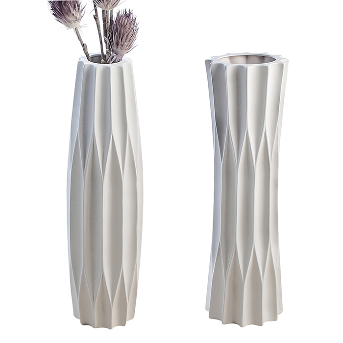 Poza Set 2 vaze Taglio, ceramica, alb, 78x19 cm