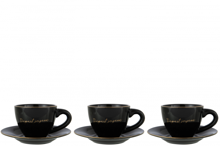 Set 3 cesti de cafea , Portelan, Negru