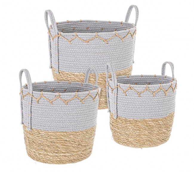 Set 3 cosuri Celestial, Fibra naturala, Gri, 32/36/40x25/29/33x28/31/34 cm [2]