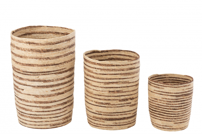 Set 3 cosuri impletite Mais, Ratan Bambus, Natural, 44x44x60 cm