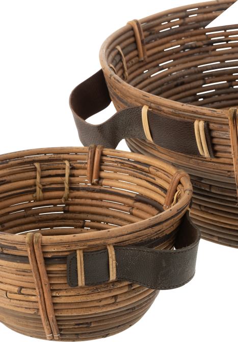 Set 3 cosuri rattan, Fibre naturale, Maro, 43x49x18 [4]
