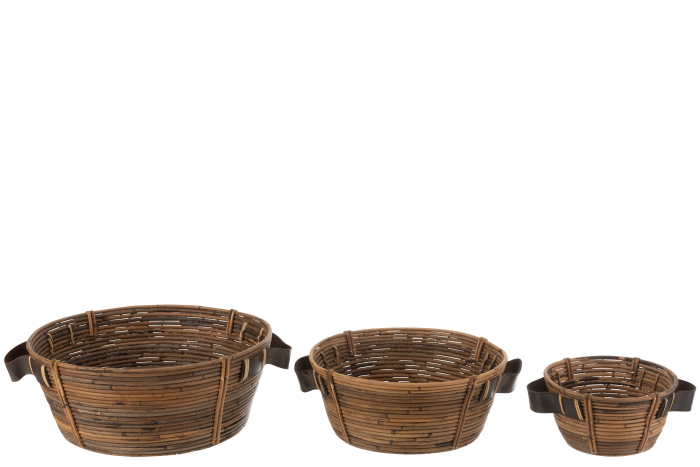 Set 3 cosuri rattan, Fibre naturale, Maro, 43x49x18 [2]