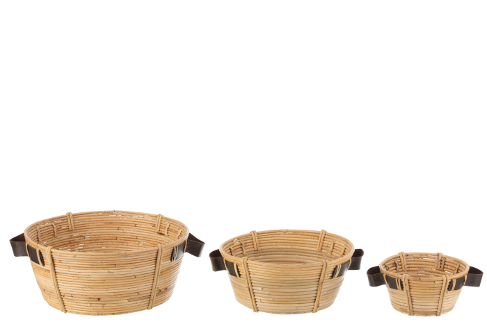 Set 3 cosuri rattan, Fibre naturale, Natural, 44x44x20 [2]