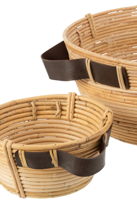 Set 3 cosuri rattan, Fibre naturale, Natural, 44x44x20 [4]