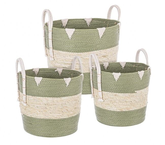 Set 3 cosuri Thelma, Fibra naturala, Gri, 32/36/40x25/29/33x28/31/34 cm [2]