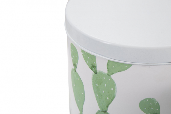 Set 3 cutii Cactus, fier, alb/verde, 15X13.5-14X11.5-12.5X10  cm [6]