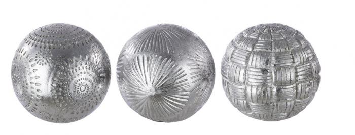 Set 3 decoratiuni Carve, rasina, argintiu, 8 cm [2]