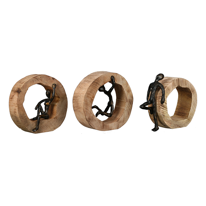 Set 3 decoratiuni Confiance lemn mango/aluminiu, 19x19x7 cm [3]
