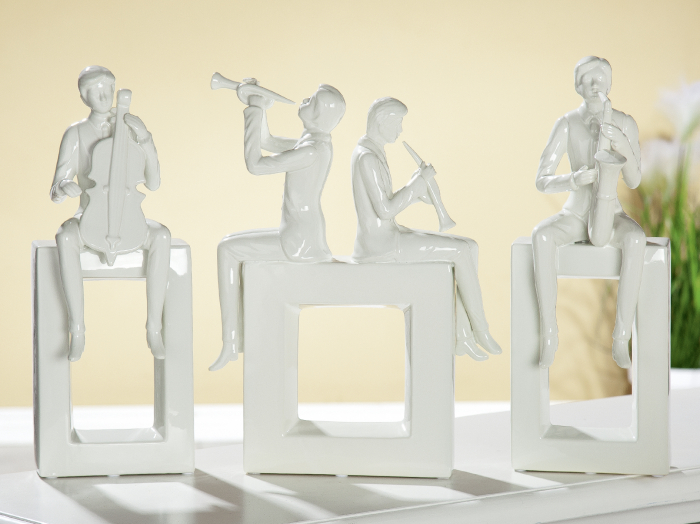 Set 3 decoratiuni MUSICIAN, ceramica, 16x44x11 cm (x3)