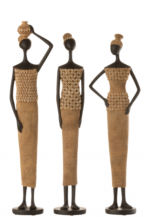 Set 3 figurine African asortate, Compozit, Maro, 10x10x59 cm