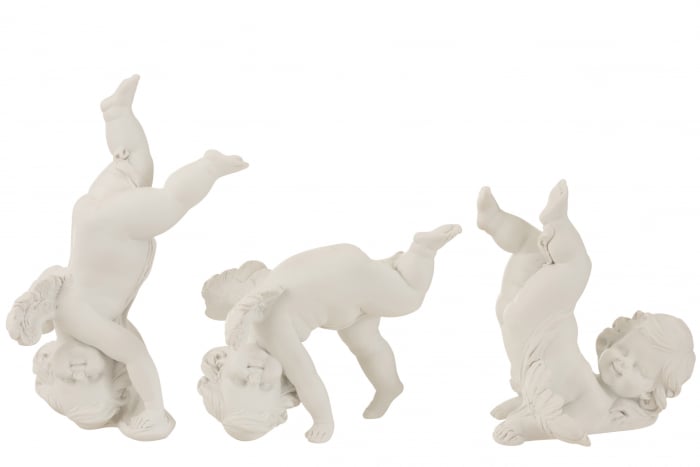 Set 3 figurine Angel Gymnastics, Rasina, Alb, 13×15.5×20.5 cm Jolipa