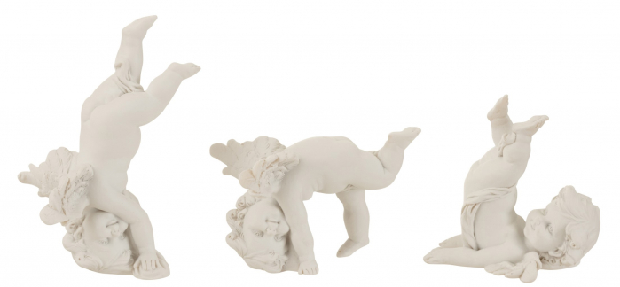 Set 3 figurine Angel Gymnastics , Rasina, Alb, 7.5x10x12 cm