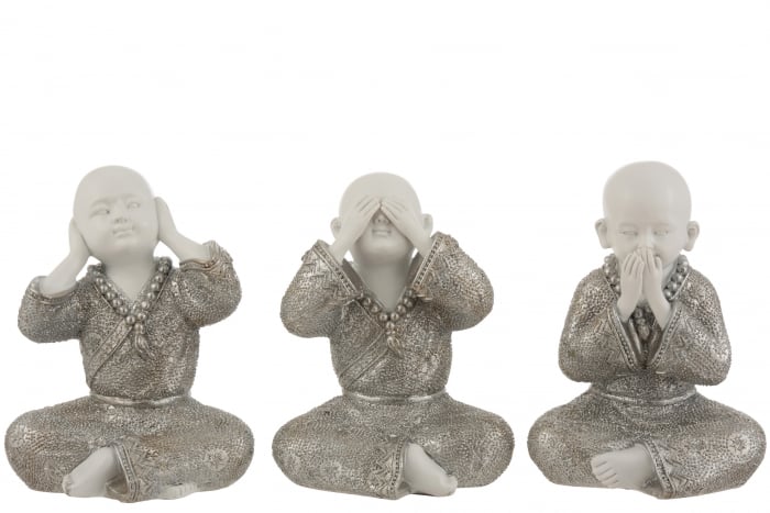Set 3 figurine asortate, Compozit, Argintiu, 16.5x14x21 cm
