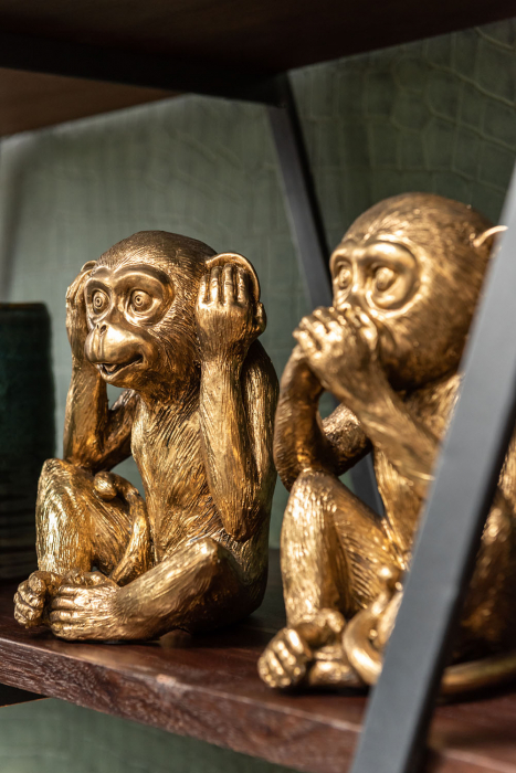 Set 3 figurine asortate Monkey, Compozit, Auriu, 19.5x16.5x23 cm [4]