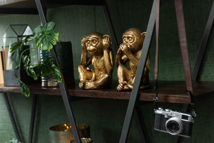 Set 3 figurine asortate Monkey, Compozit, Auriu, 19.5x16.5x23 cm [3]