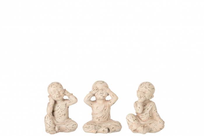 Set 3 figurine asortate, Compozit, Bej, 13.5x13x19 cm