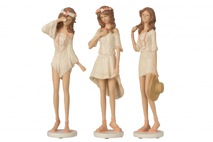 Set 3 figurine asortate, Compozit, Bej, 14x8x34 cm