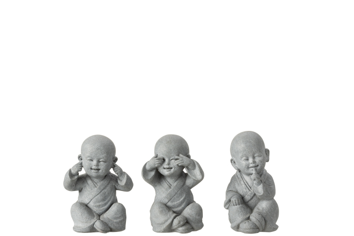 Set 3 figurine asortate, Compozit, Gri, 11x9x16 cm [1]