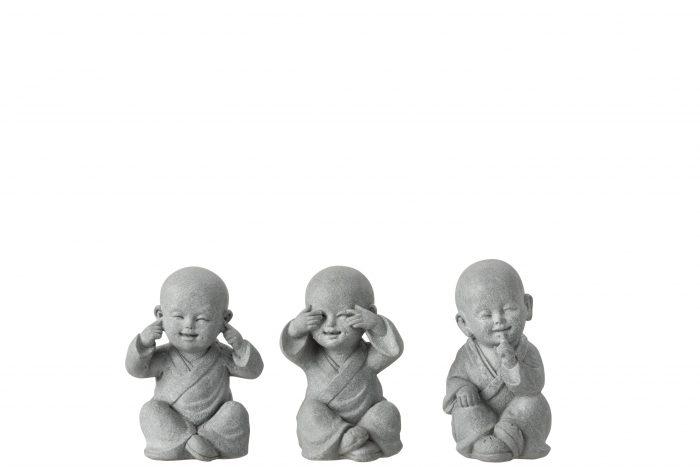 Set 3 figurine asortate, Compozit, Gri, 11x9x16 cm