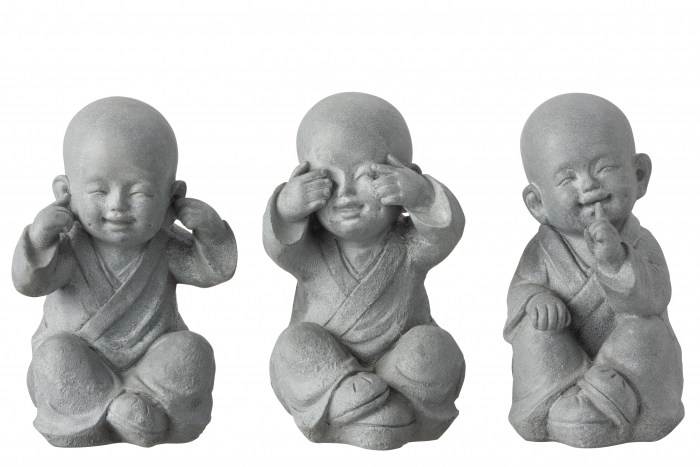 Set 3 figurine asortate, Compozit, Gri, 15x18x27 cm