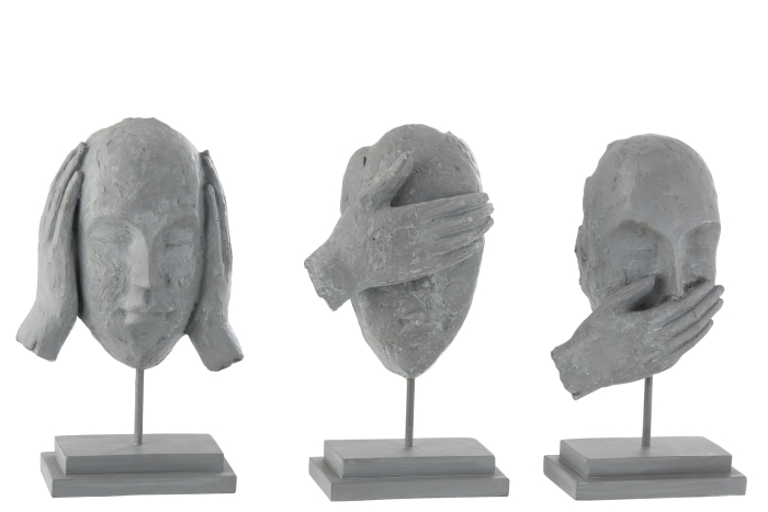 Set 3 figurine asortate, Compozit, Gri, 16x11x29 cm [1]