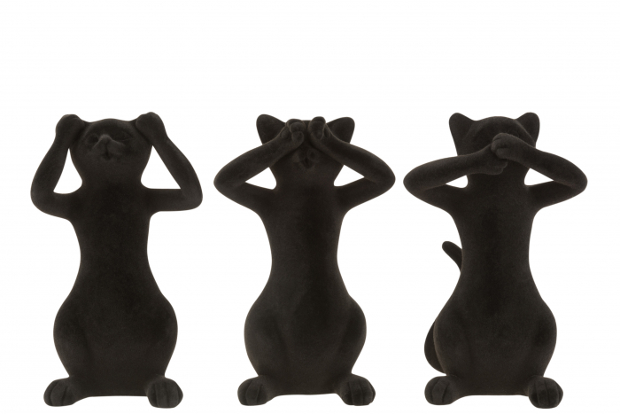 Set 3 figurine asortate, Compozit, Negru, 15.5x12.5x24 cm