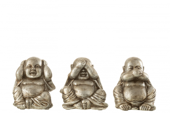 Set 3 figurine, Compozit, Argintiu, 10.5x9x12