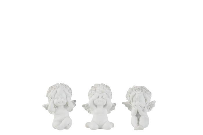 Set 3 figurine, Compozit, Argintiu, 6x5x7.5