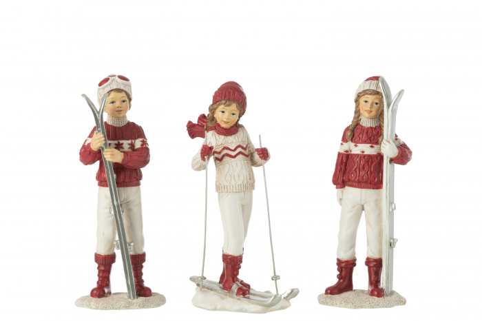 Poze Set 3 figurine Girls And Boy Ski, Rasina, Multicolor, 10.5x10.5x18.5 cm lotusland.ro