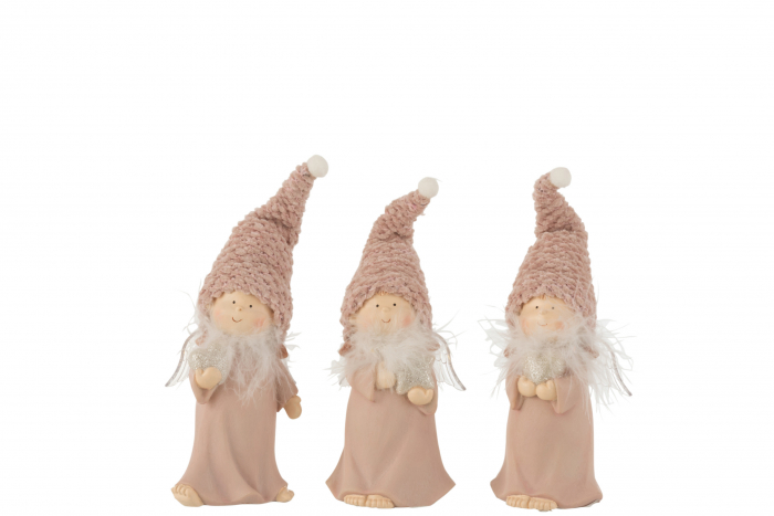 Set 3 figurine inger asortate, Compozit, Roz, 23x6.5x16 cm