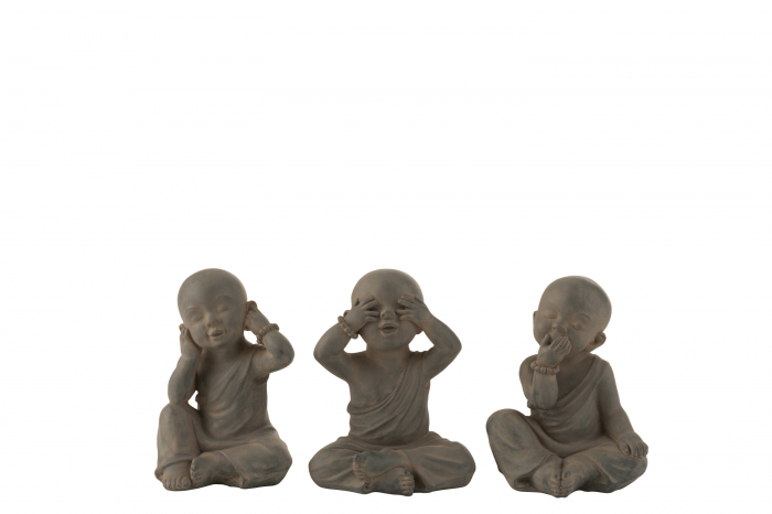 Set 3 figurine Monk See Hear Speak, Rasina, Gri, 15x13x19.3 cm