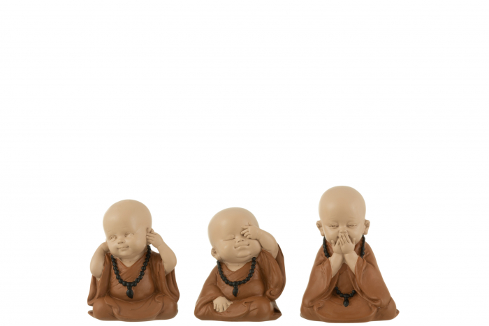 Set 3 figurine Monk See Hear Speak, Rasina, Maro, 8x6x10 cm