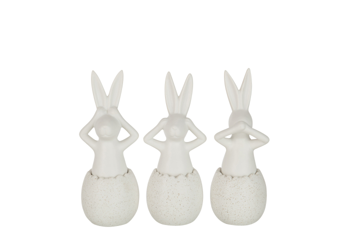 Set 3 figurine Rabbit See/Hear/Speak, Ceramica, Alb, 10.6x9.5x25.9 cm [1]