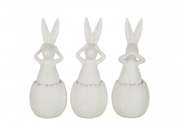 Set 3 figurine Rabbit See Hear Speak, Ceramica, Alb, 12x12x31.2 cm 12x12x31.2