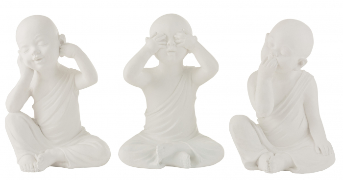 Set 3 figurine See Hear Speak, Rasina, Alb, 35x28x50 cm