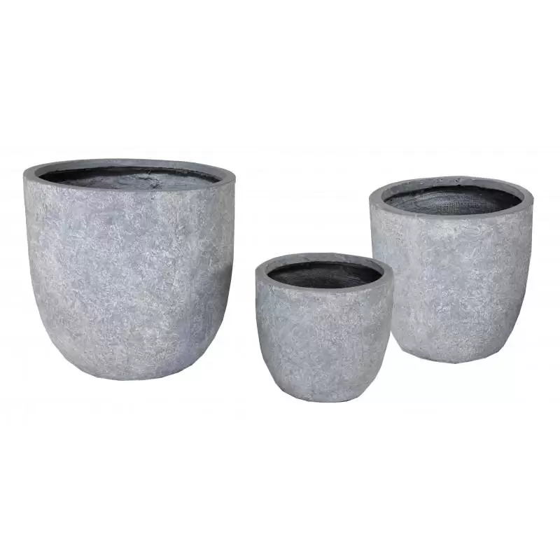 Set 3 ghivece Arizona Egg Pot Washed Grey S3