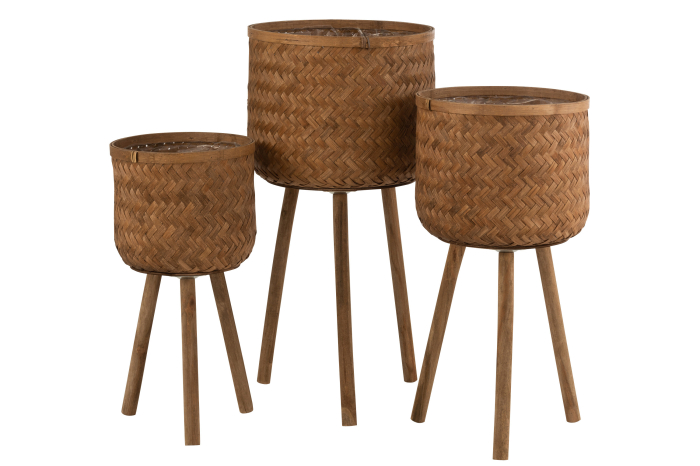 Set 3 ghivece Bamboo, Fibre naturale, Natural, 37x37x75 cm [1]