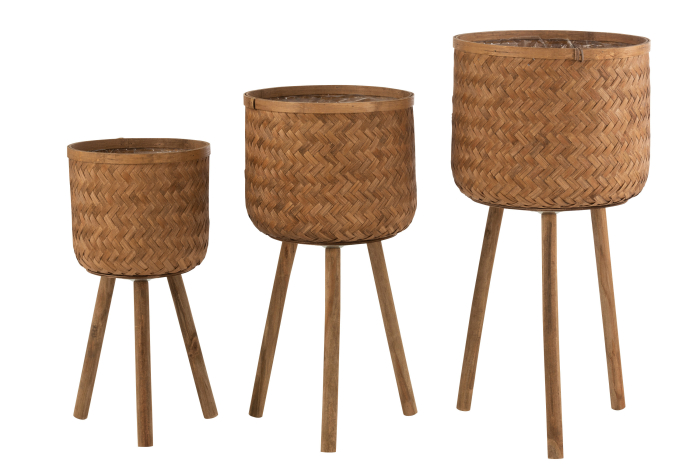Set 3 ghivece Bamboo, Fibre naturale, Natural, 37x37x75 cm [2]