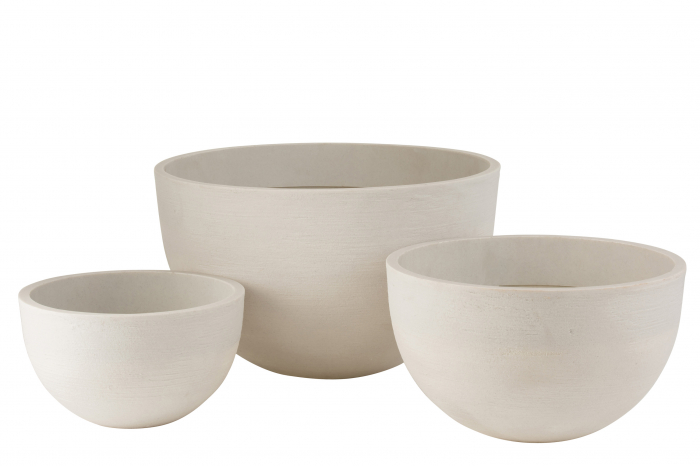 Set 3 ghivece, Ceramica, Alb, 60x60x46 cm Jolipa